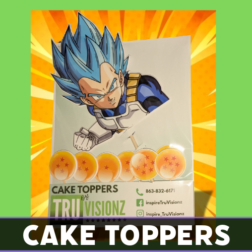 Custom glitter cake topper designs in various themes by Tru Visionz. - bdz