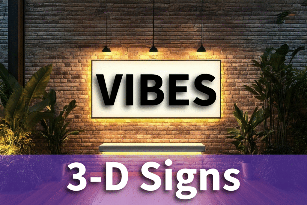 Custom 3D illuminated sign for Vibes, designed and created by Tru Visionz Signage.