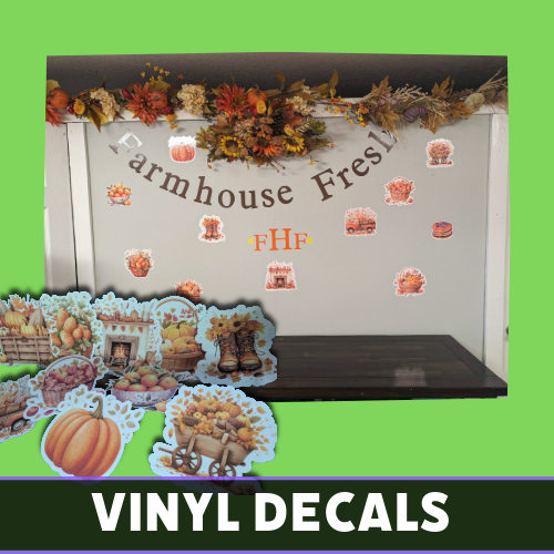 Custom Farmhouse Fresh vinyl decal wall sign with floral and decorative accents, created by Tru Visionz.